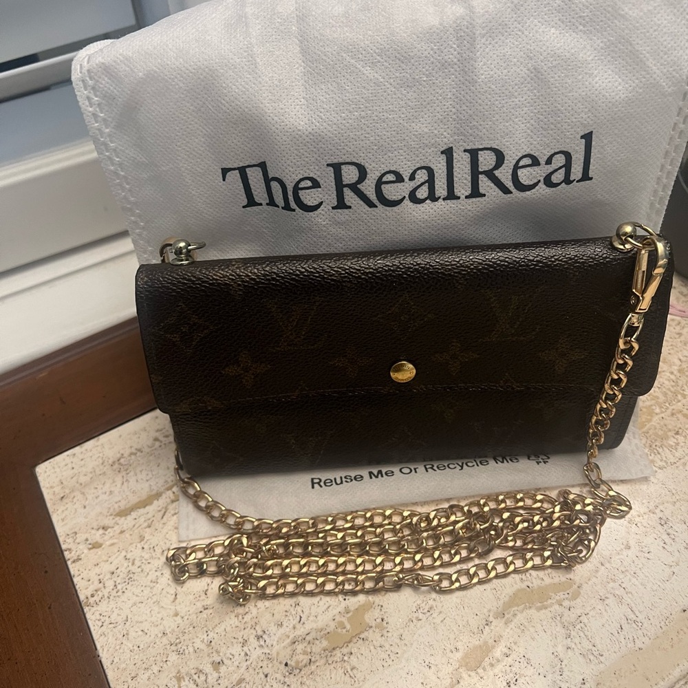 Louis Vuitton Brown Monogram Crossbody Chain Wallet